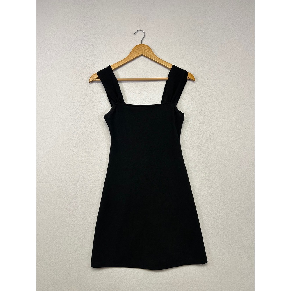 90s Minimalist Chic Jump Apparel Womens Size S Black Square Neck Mini Dress